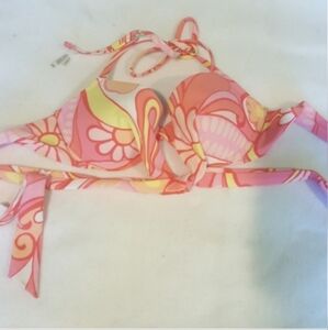 Aerie Womens Blakely Groovy Print Wraparound Bikini Top Sz 34B